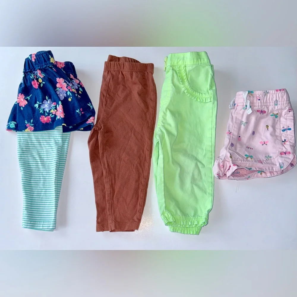 Lot of 04 Baby Girl 12 Month Leggings Pants Stretch Carter’s And Granimals